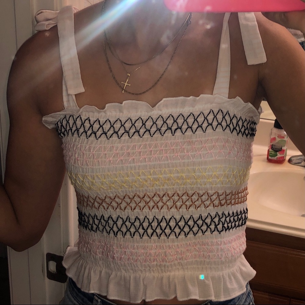 smocked cropped tank